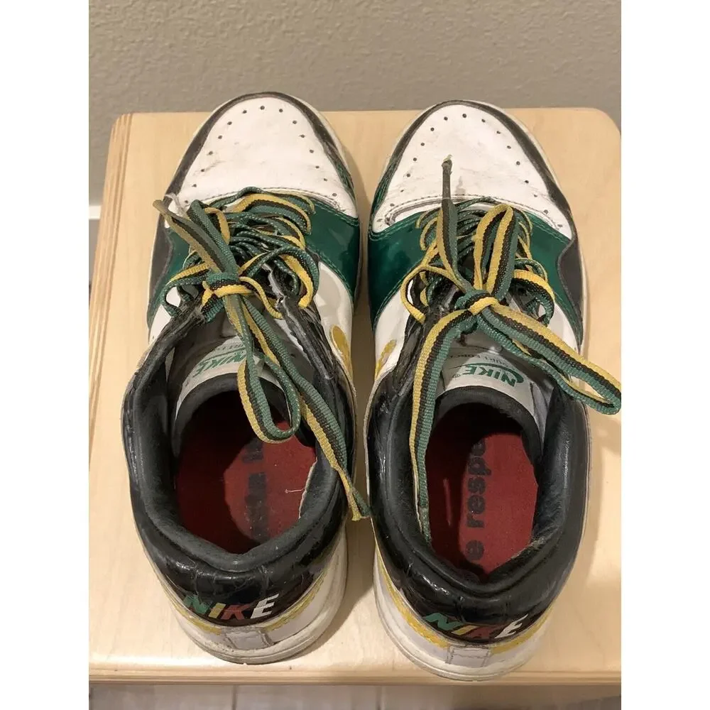 Nike Court Force Womens Green Yellow Jamaica Style Shoes Size 6.5 316399-171